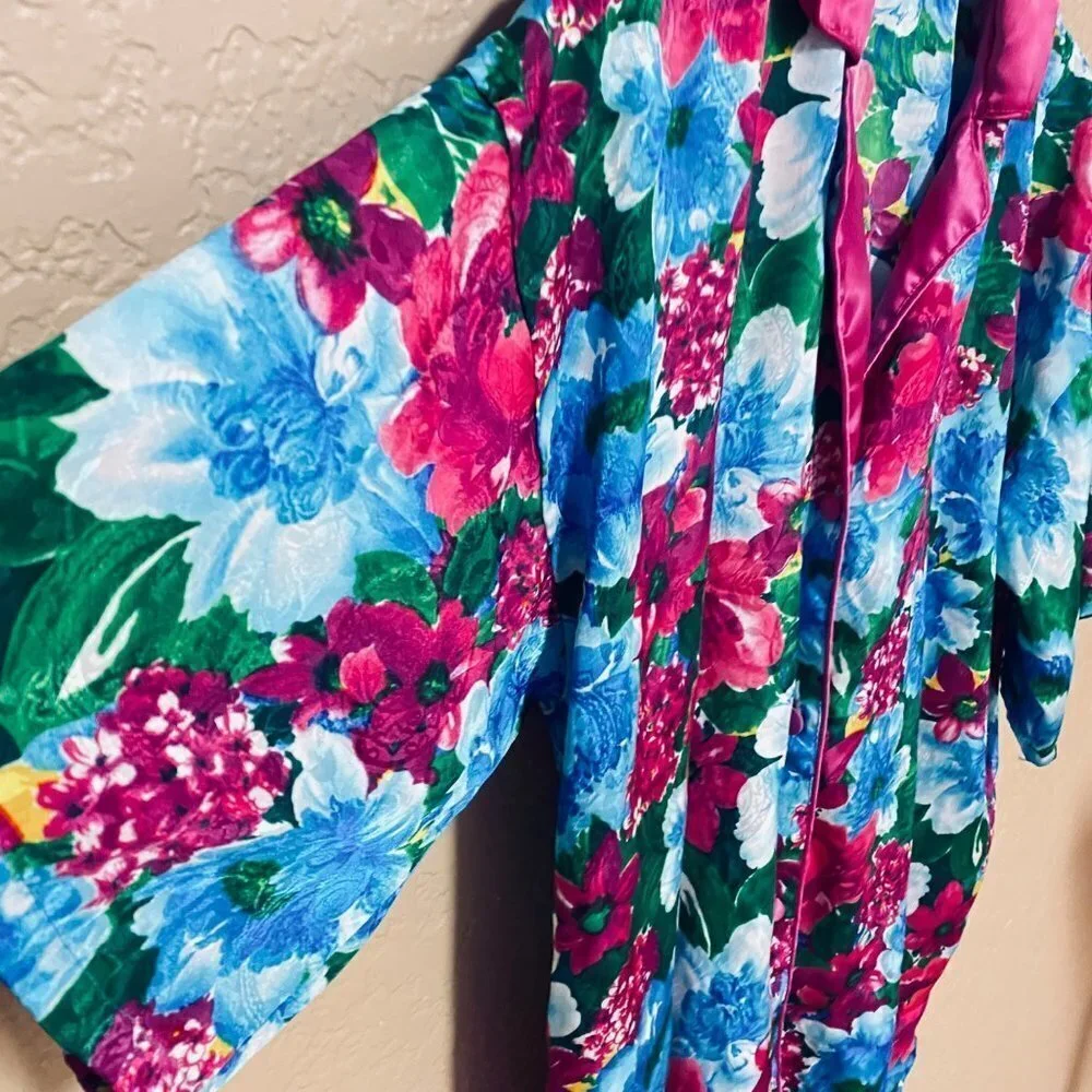 Victoria Secret Womens Pajama Top Size M/L Pink Floral Buttons Up sleep Dress